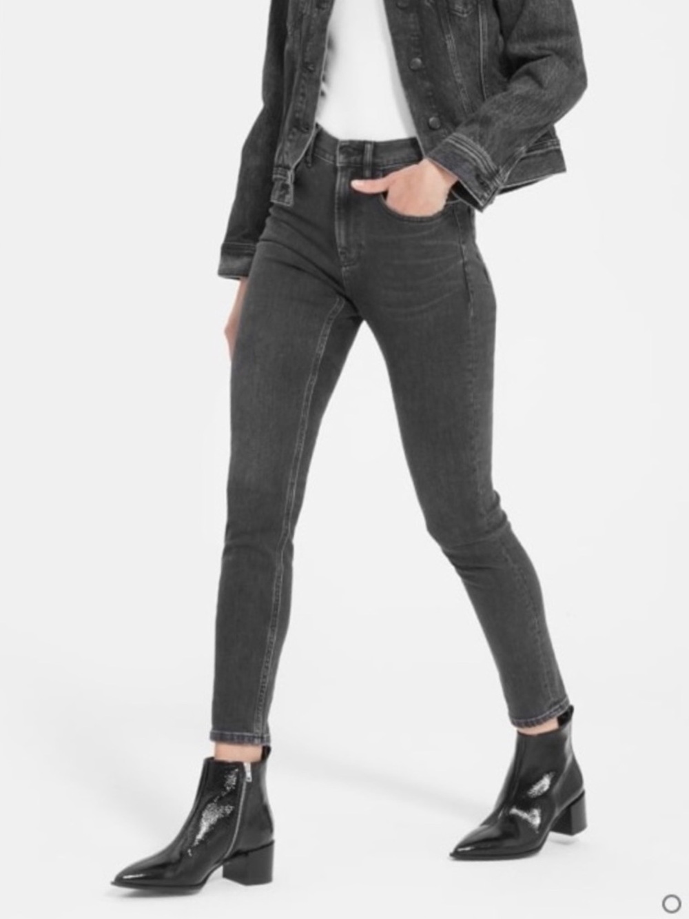 Everlane High Rise Skinny Ankle Jeans Washed Black Size 29 OG Organic Stretch